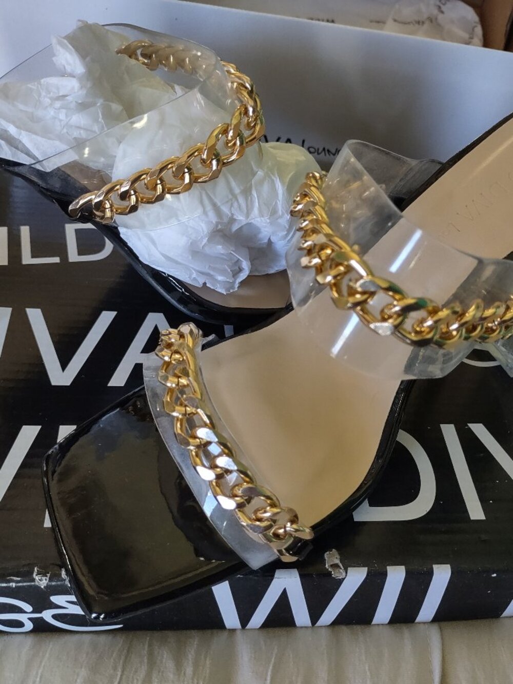 Wild Diva Chunky Clear High Heels